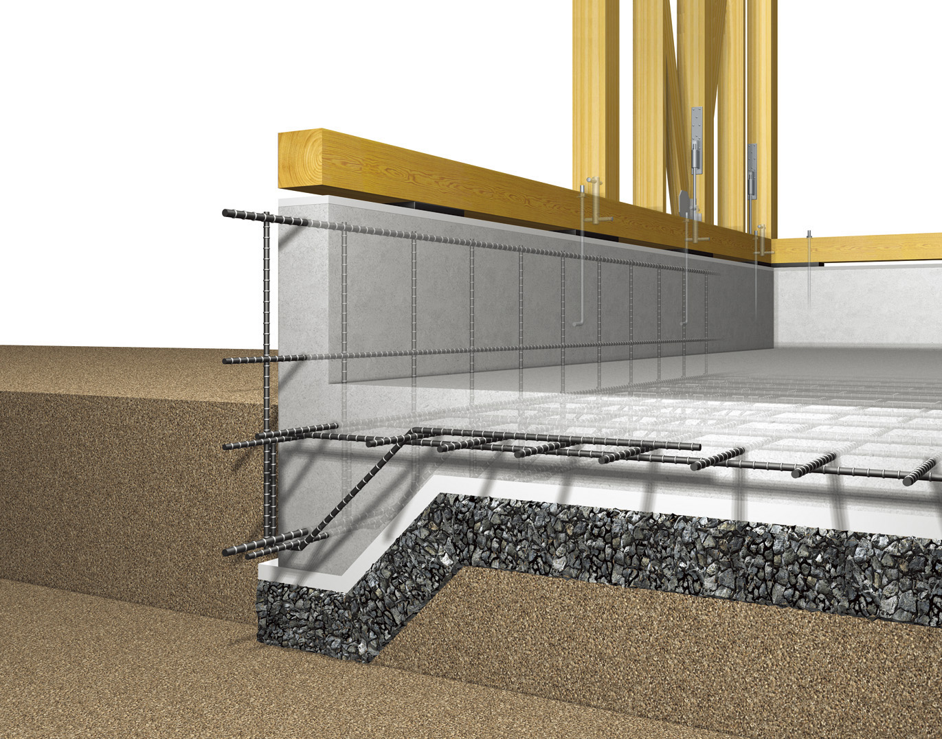 自重だけでなく地震などの水平荷重に対して、最適な鉄筋が配置されているかなど、幅広くチェックし基礎の強度を確保しています。